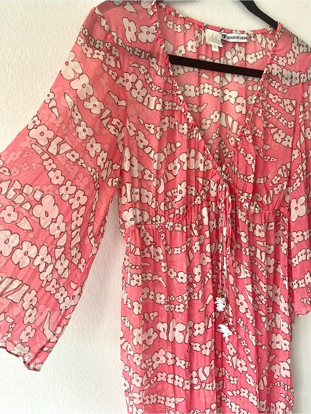 Milly Cabana BERGDORF GOODMAN 100% Silk vibrant Pink Floral Coverup Size S
